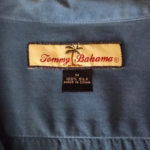 Tommy Bahama Shirt Mens Medium Blue Silk Button Up Short Sleeve Casual - Picture 4 of 5
